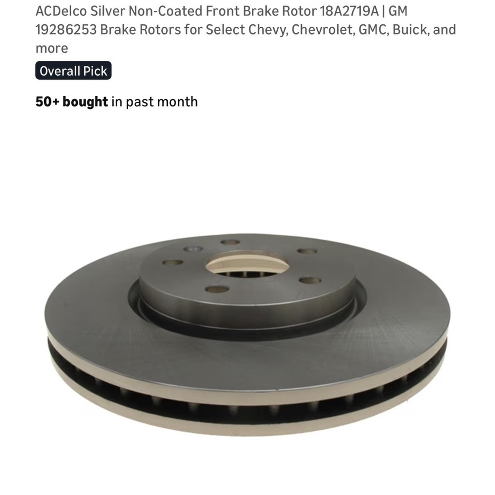 ACDelco Front Brake Rotor 19286253 Non Coated Silver High Quality